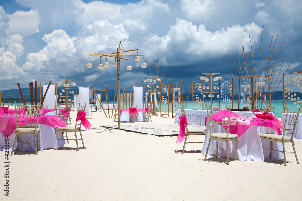 Beach wedding setup