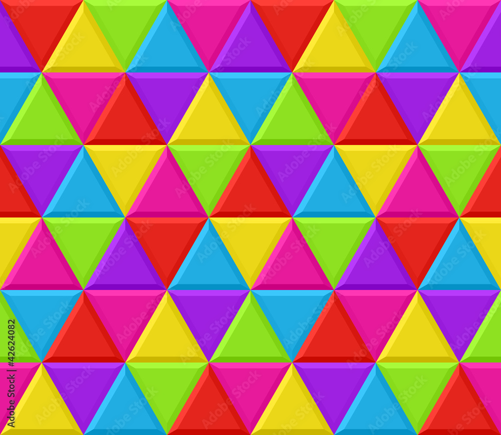 Multicolored triangles seamless pattern. Vector illustration.