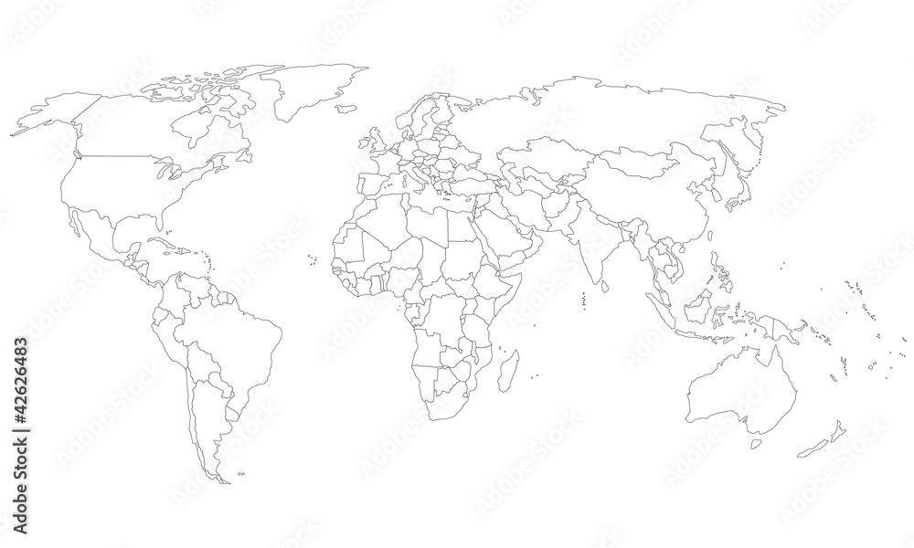 Detaillierte Weltkarte - Detailed Worldmap - Weiß