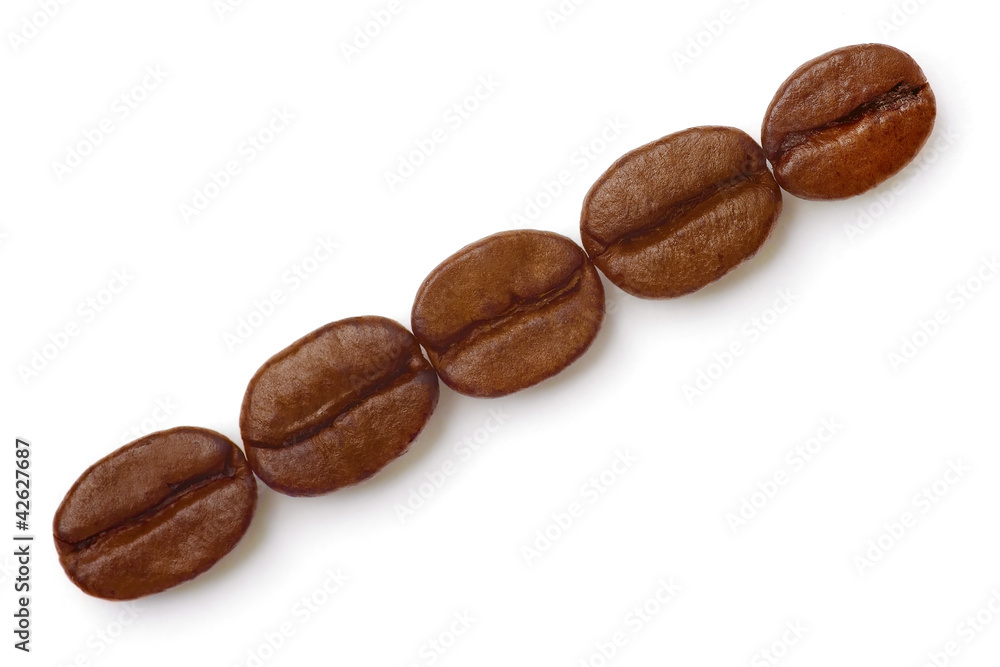 Coffee Beans draw a straight line isolated on white. Coffee Beans draw a straight line isolated on white.