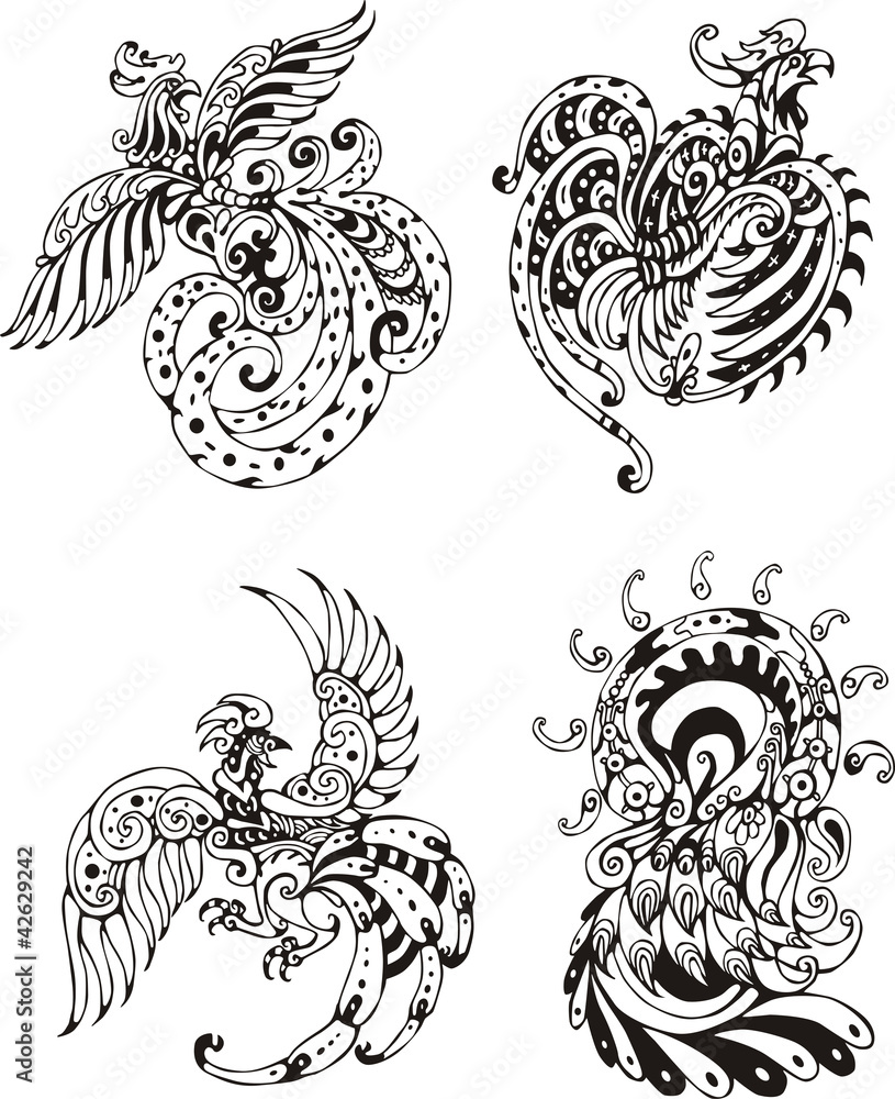 Stylized roosters Stylized roosters