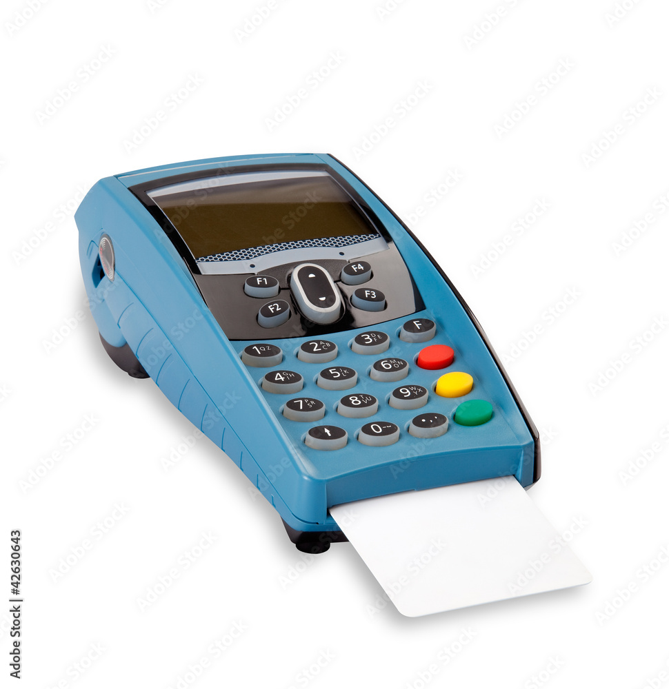 Pos with blank credit card with clipping path Pos with blank credit card with clipping path