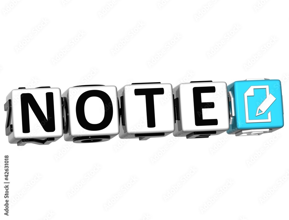 3D Note Button Click Here Block Text 3D Note Button Click Here Block Text