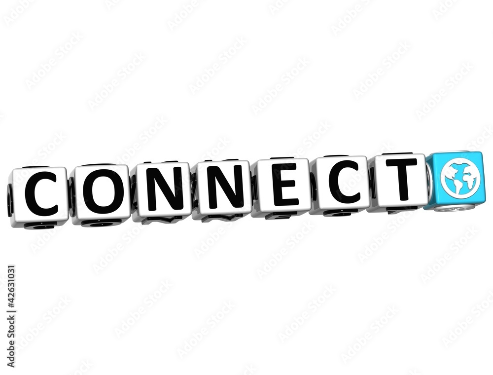 3D Connect Button Click Here Block Text 3D Connect Button Click Here Block Text