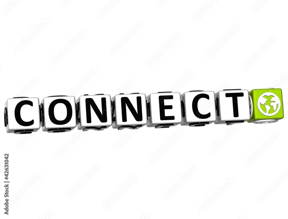 3D Connect Button Click Here Block Text 3D Connect Button Click Here Block Text