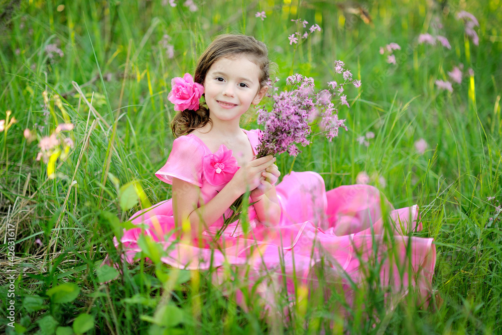 portrait of little girl outdoors in summer portrait of little girl outdoors in summer