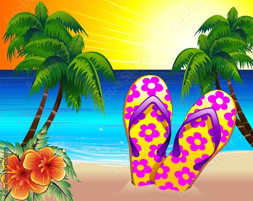 Ciabatte Infradito e Spiaggia Esotica-Flip Flops on the Beach