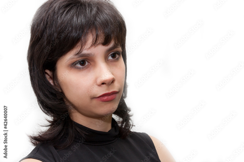 brunette girl on a white background. portrait brunette girl on a white background. portrait