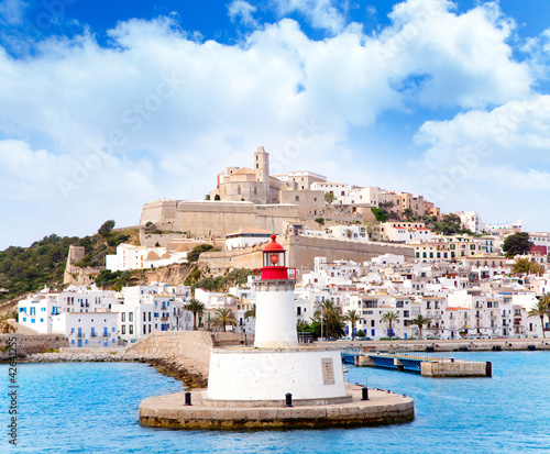 Eivissa ibiza town from red lighthouse red beacon photo