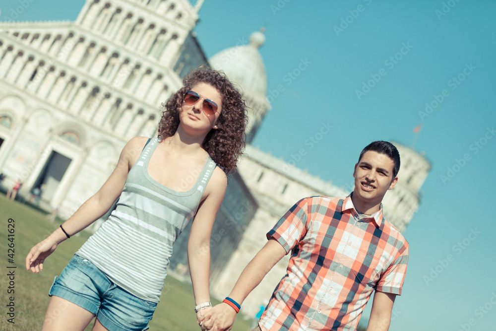 Young Couple of Tourists in Pisa Young Couple of Tourists in Pisa