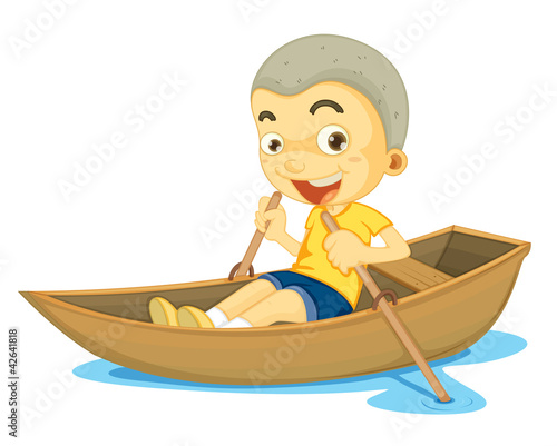 a boy in a boat