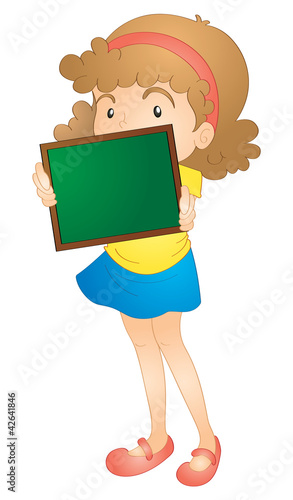 girl showing board