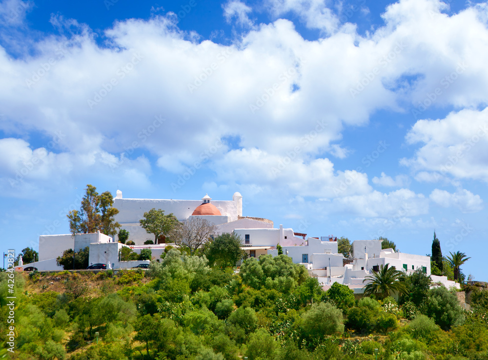 Ibiza Santa Eulalia des Riu with houses typical town