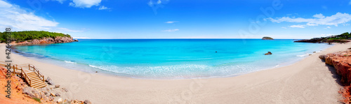 Cala Nova beach in Ibiza island panoramic © lunamarina