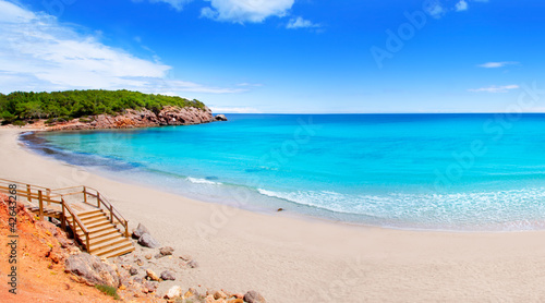 Cala Nova beach in Ibiza island with turquoise water