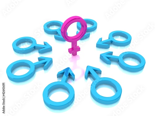 Male and female signs on white background
