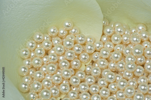 pearls on a colored background fabric