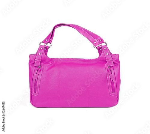 Pink women bag isolated on white background