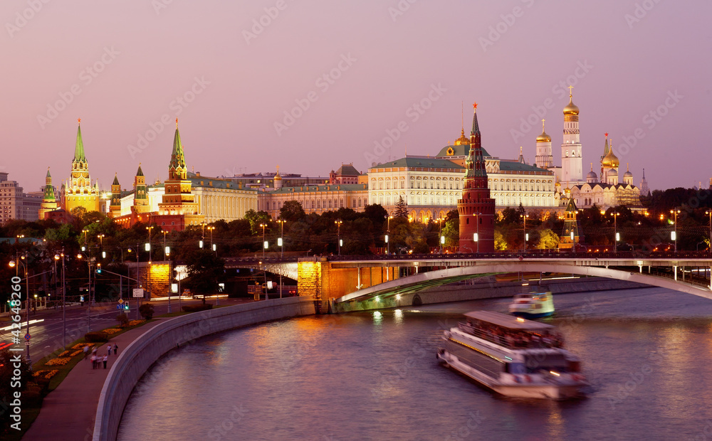 View of the Moscow Kremlin and Bolshoy Kamenny Bridge at night View of the Moscow Kremlin and Bolshoy Kamenny Bridge at night