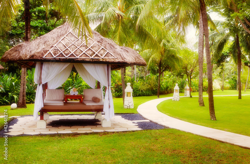 Canopies for massage on a beach in Bali