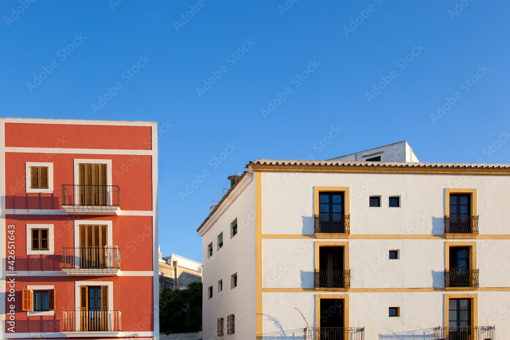 Ibiza island facades from Eivissa town