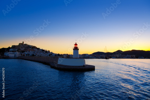 Eibissa Ibiza town sunset from red lighthouse