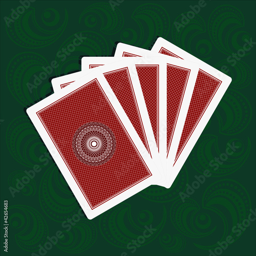 playing cards back side on green background