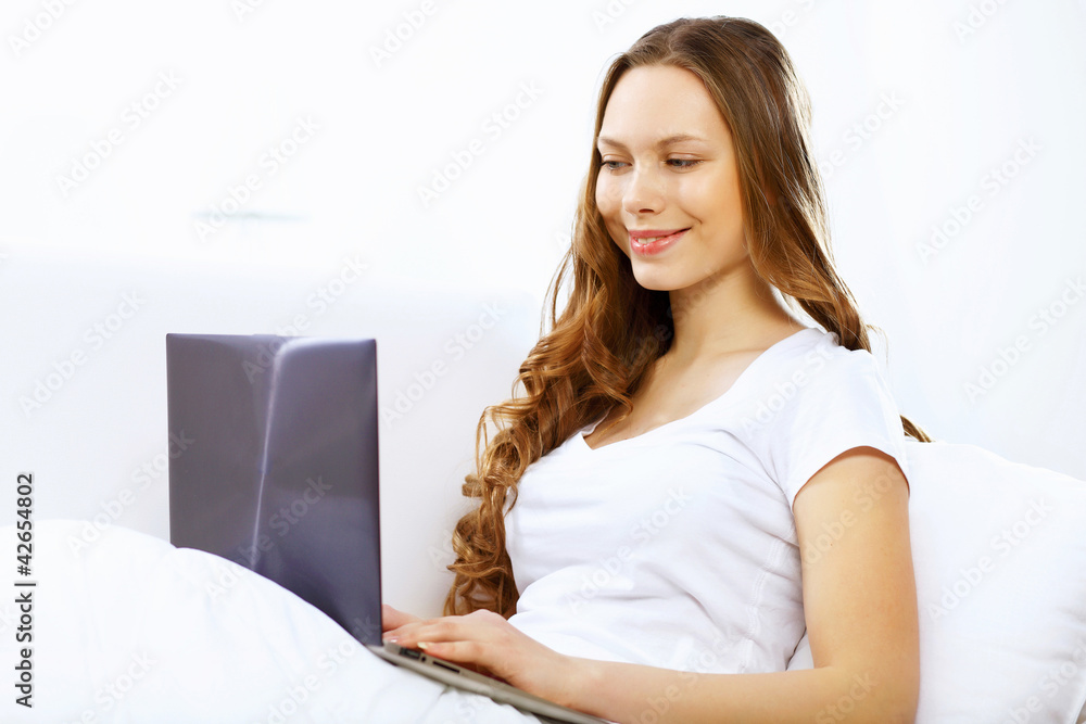 Young woman with notebook Young woman with notebook