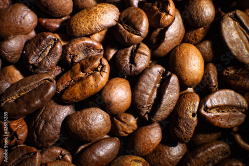 Coffee beans and white cup