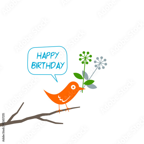bird & flower - happy birthday 2