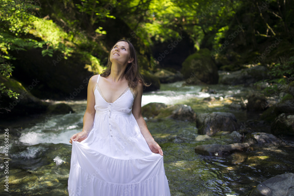 Happy girl in the forest Happy girl in the forest