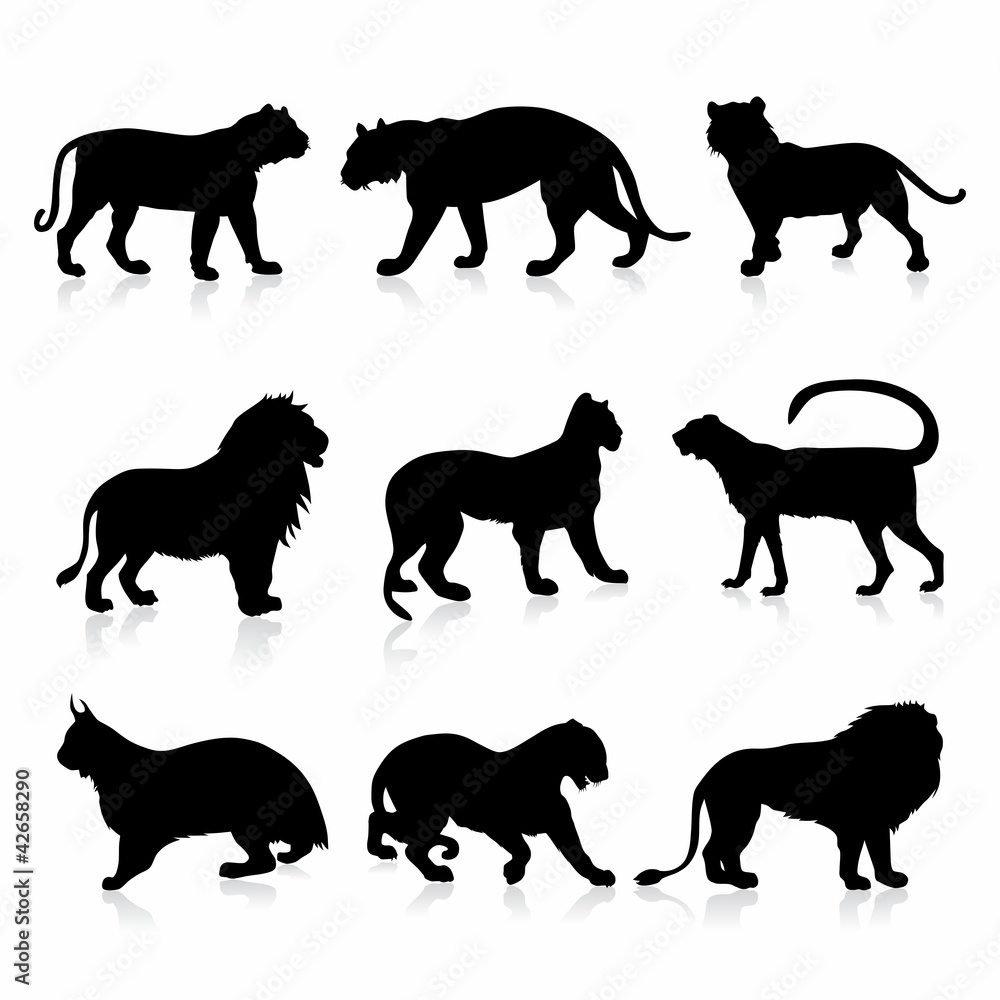 Big Wild Cats Silhouettes detailed