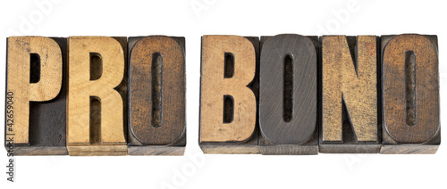 Φωτογραφία pro bono word in wood type