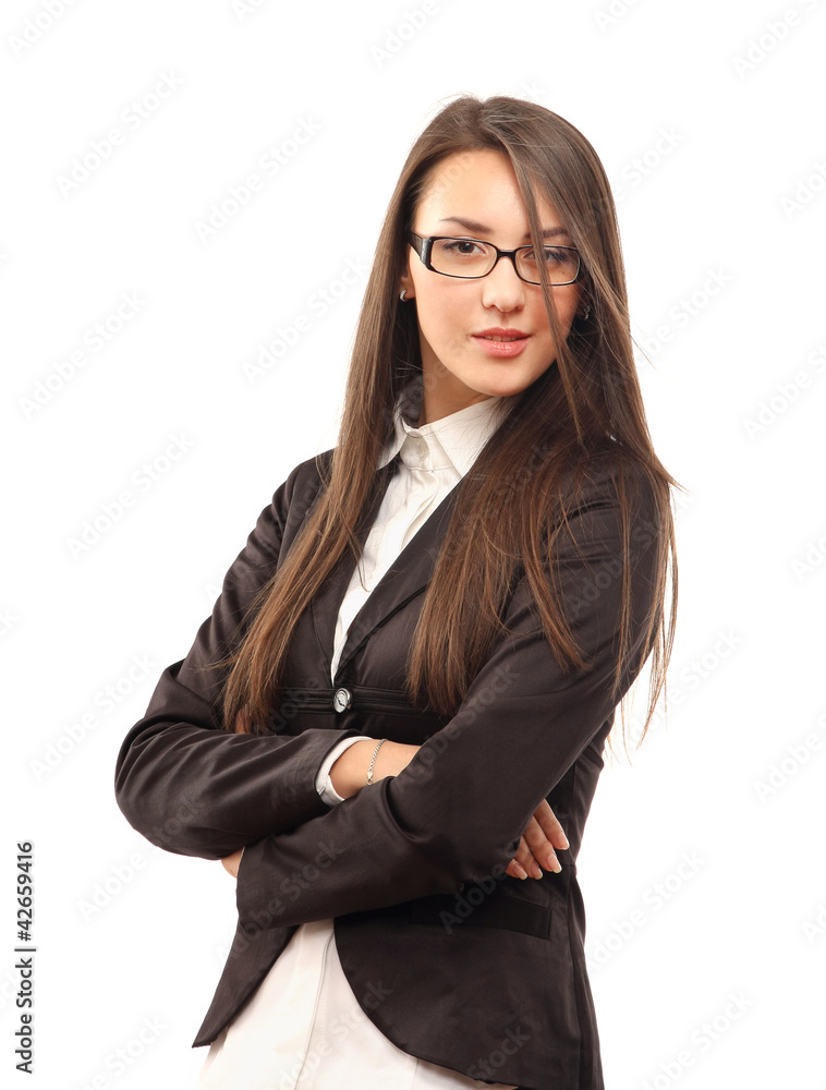 Portrait of a young business lady standing with folded hand Portrait of a young business lady standing with folded hand