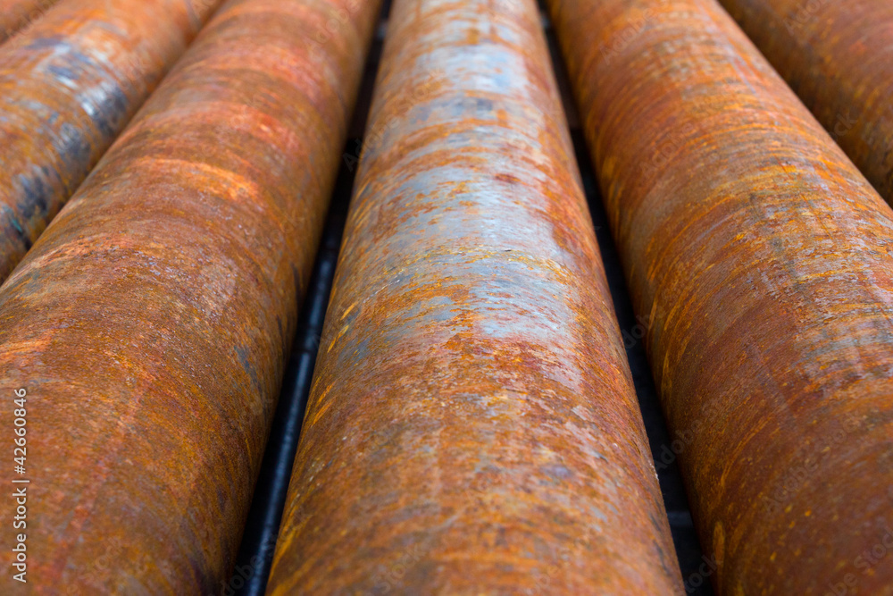 Corroded casing pipes situated near an oil well