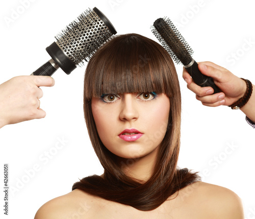 beautiful woman with comb