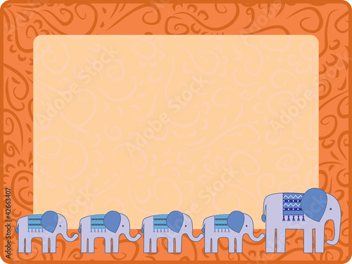 ornament frame with elephant and his kids