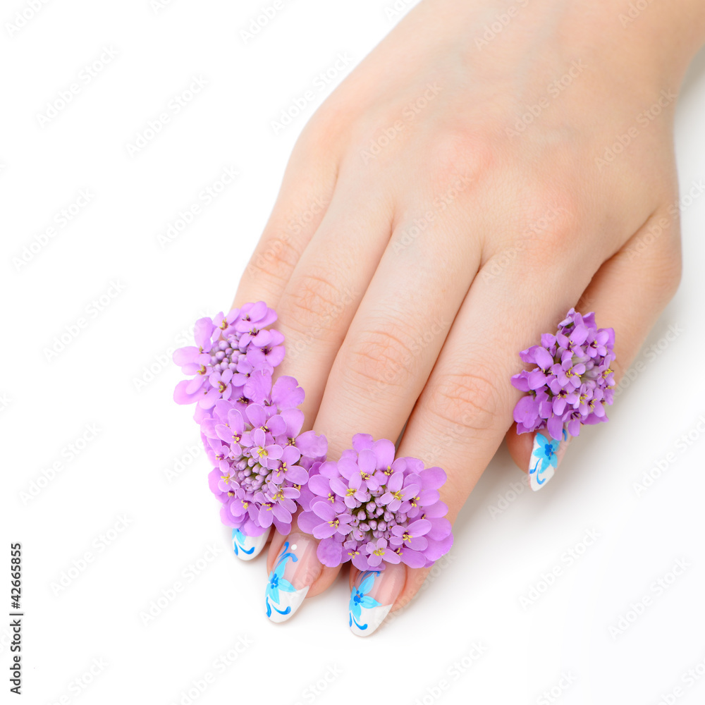 Fototapeta premium Nail art and flower