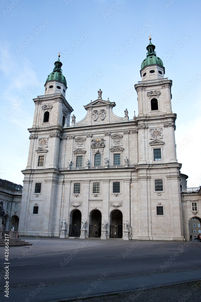 The front and two towers of Salzburger Dom