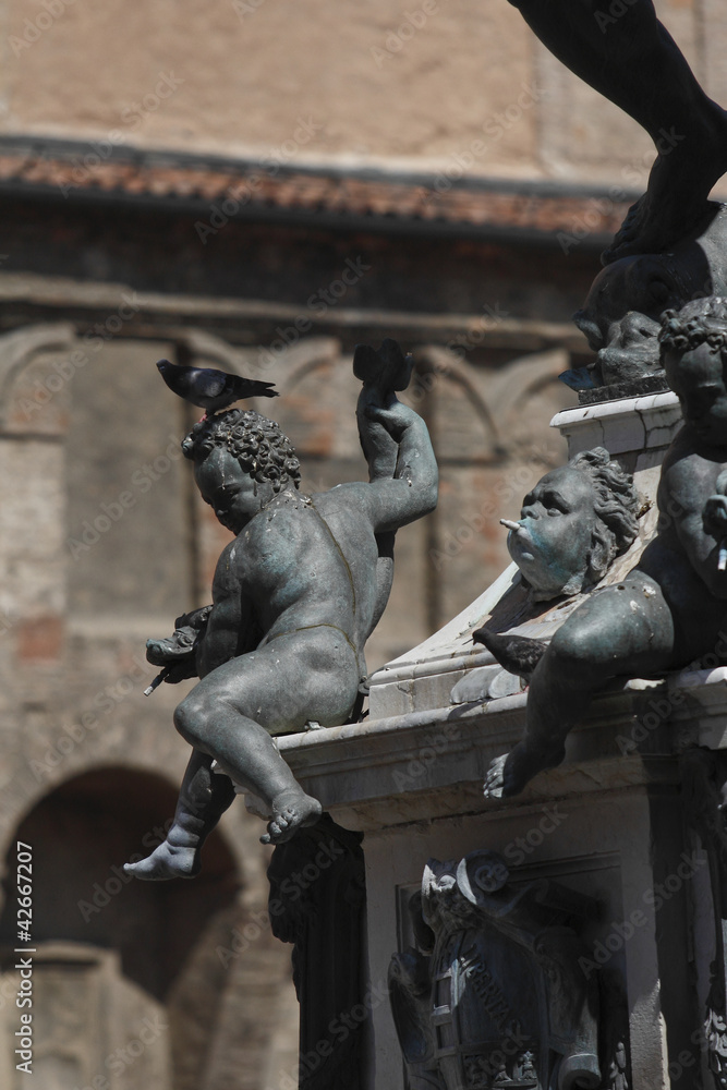 Naklejka premium Bologna,Piazza e fontana del Nettuno