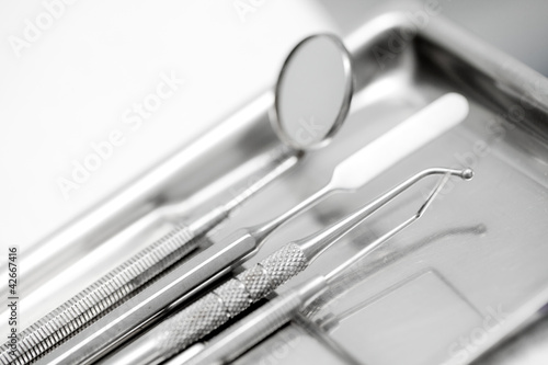 Dentist's instruments with shallow depth of field