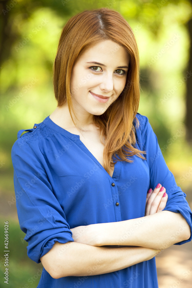 Redhead girl at outdoor. Redhead girl at outdoor.