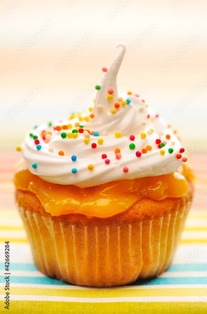 Cupcake with whipped cream Cupcake with whipped cream