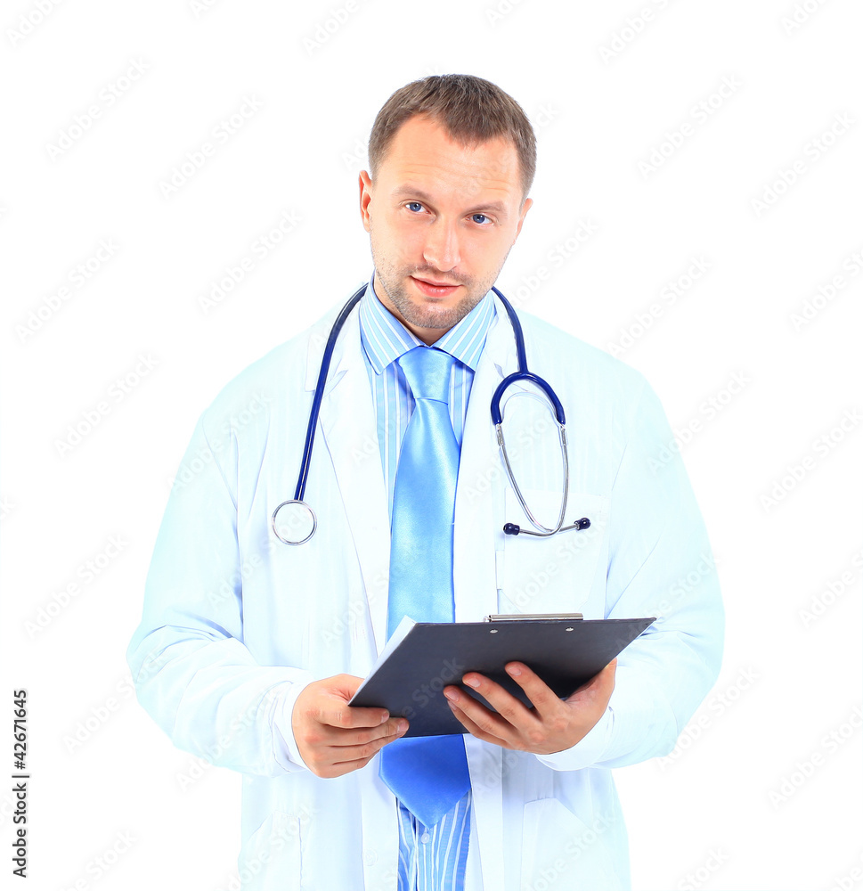 portrait of doctor in white coat and stethoscope portrait of doctor in white coat and stethoscope