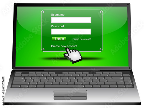 Laptop mit Login Fenster