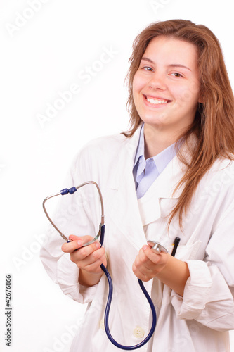 Happy medical doctor woman