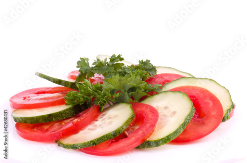 Tasty cucumber and tomato background