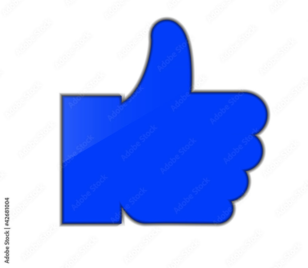 blue thumb up isolated on white. blue thumb up isolated on white.