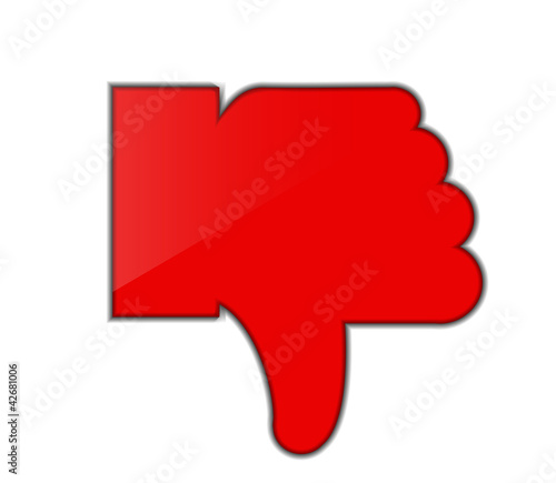 red thumb down isolated on white