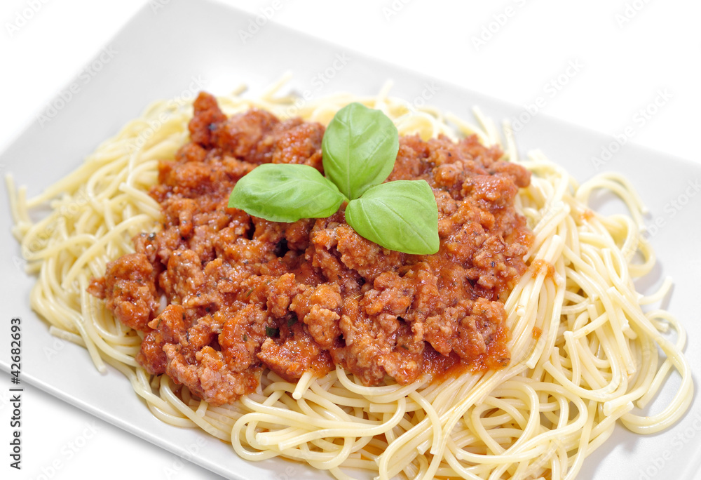 Spaghetti with tomato sauce and basil Spaghetti with tomato sauce and basil